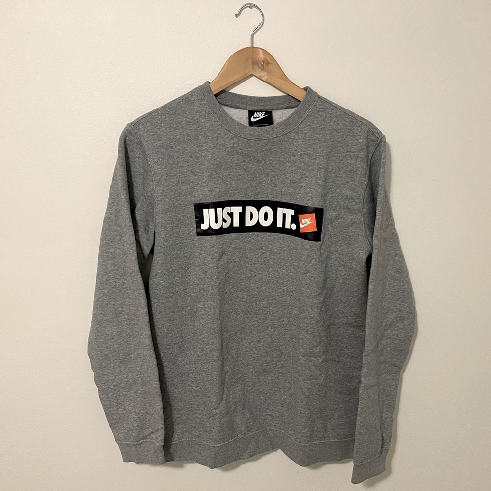 Nike Heather Grey ‘Just Do It’ Crewneck Sweater